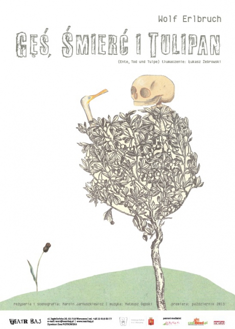 Plakat: "Gęś, śmierć i tulipan" Teatr Baj