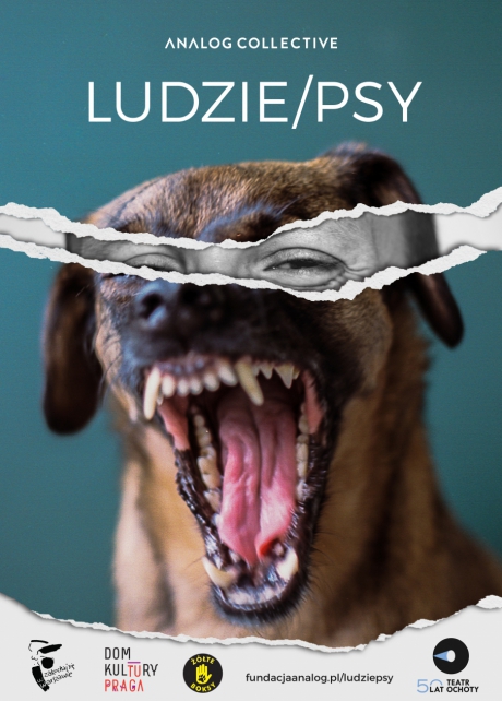 Plakat: "Ludzie/Psy" Analog Collective (Warszawa)